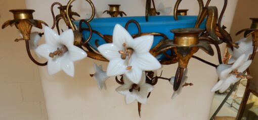 1880 "Chandelier in Bindweeds with Blue Opaline - Image 6