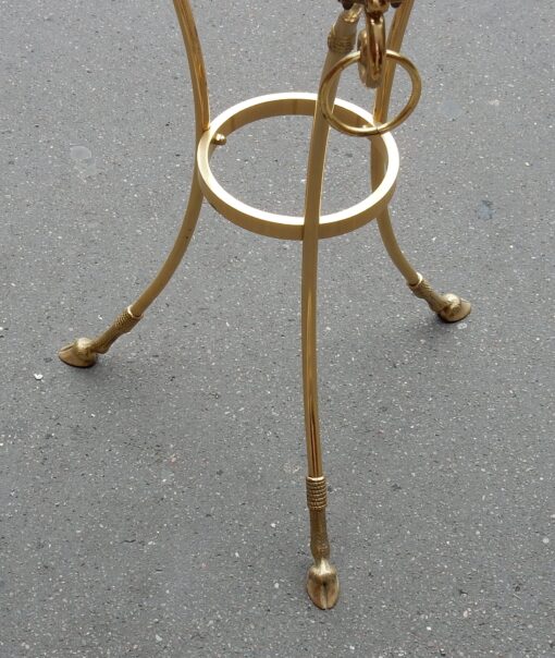 1970/80 Pedestal Table in Gilt Bronze with Top in Glass Maison Charles - Image 6