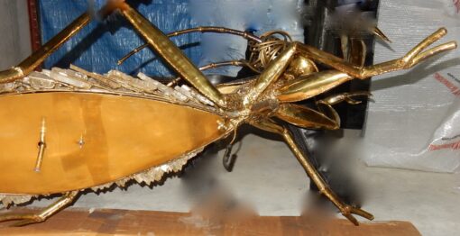 1970' Gilded Bronze and Gypsum Cofee Table Praying Mantis Style Duval Brasseur Enlightening - Image 7