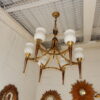 1950' Chandelier Brass and  Bronze With Fléche Style Arbus or Maison Jansen 6 Bulbs - Image 4