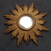 1950' Miroir Soleil Convexe, Bois Doré 70 cm