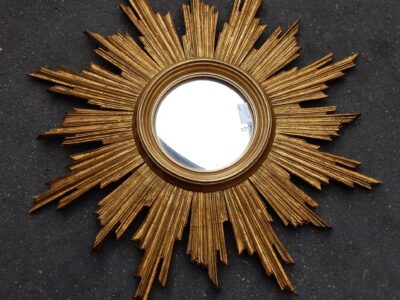 1950' Convex Mirror Gilded Wood 70 cm