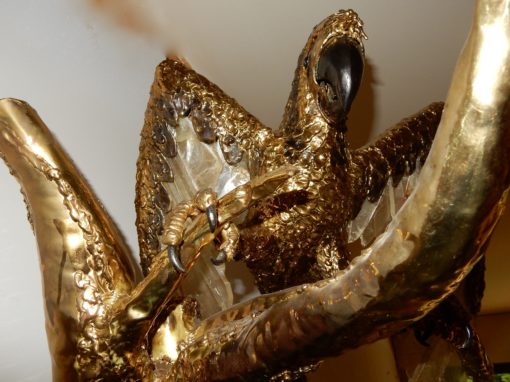1970' Fountain enlightening of A Parrot With Wings Spread FERNANDEZ or DUVAL BRASSEUR for HONORE - PARIS - Image 3
