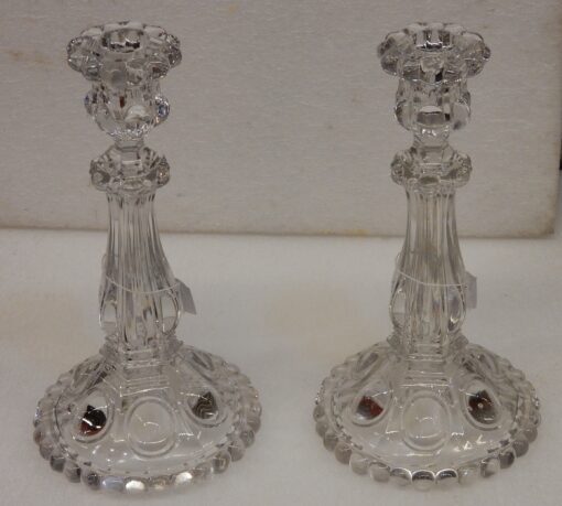 1950' Pair of Candlesticks Baccarat Beaded Bases - Image 3