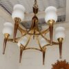 1950' Chandelier Brass and  Bronze With Fléche Style Arbus or Maison Jansen 6 Bulbs - Image 3