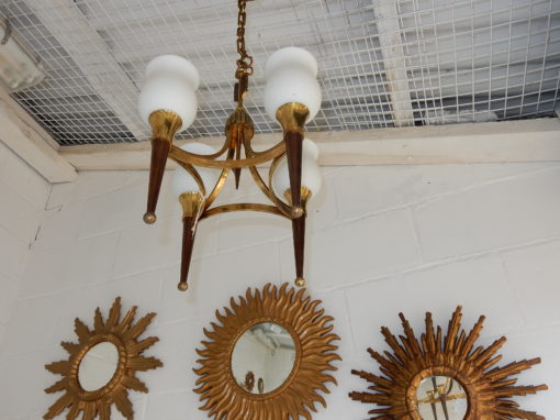 1950' Chandelier Brass and  Bronze With Fléche Style Arbus or Maison Jansen 4 Bulbs - Image 8