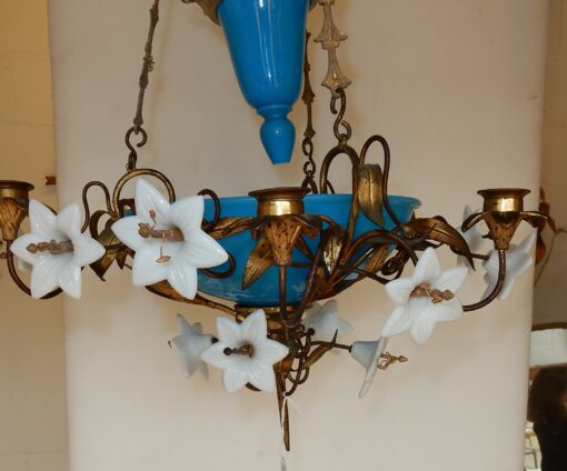 1880 "Chandelier in Bindweeds with Blue Opaline - Image 2