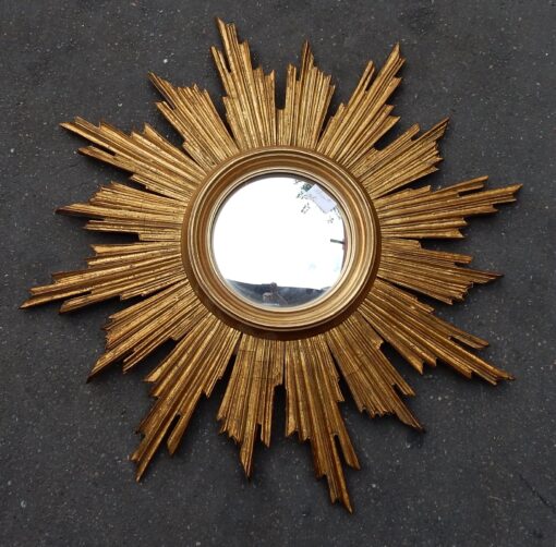 1950' Convex Mirror Gilded Wood 70 cm - Image 3