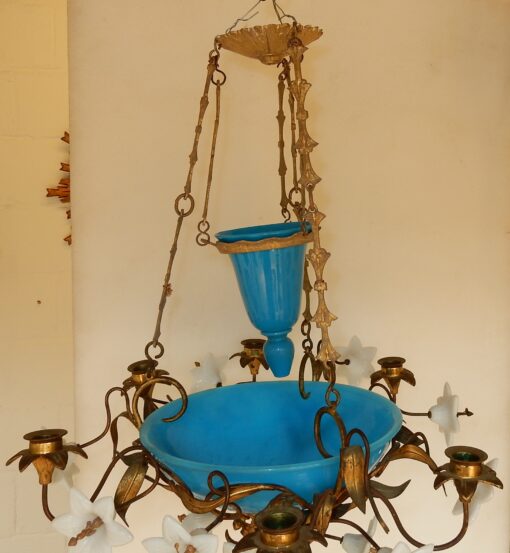 1880 "Chandelier in Bindweeds with Blue Opaline - Image 3