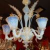 1950'  Chandelier Murano Blue Opalescent Colour With Gold  5 lights