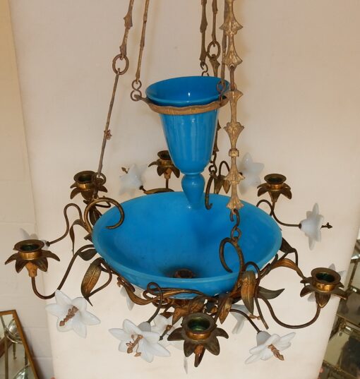 1880 "Chandelier in Bindweeds with Blue Opaline - Image 4