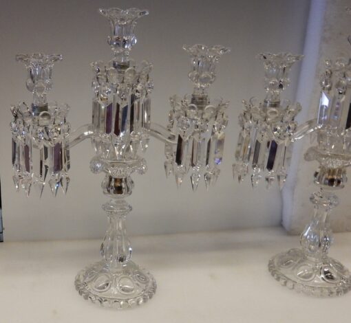 Pair of Baccarat Chandeliers With 2 Arms Pearl Socks - Image 5