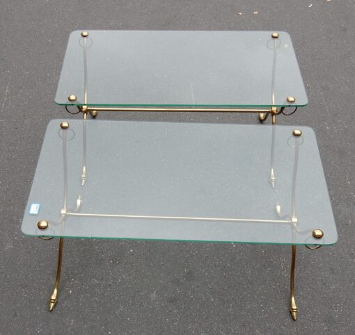 1970' Pair of Brass Tables With Swan Heads With Glass Trays - Image 3