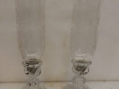 1950/70' Pair of Candlesticks Baccarat Signed; Twisted Model