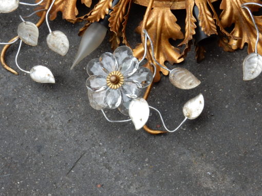 1970' Ceiling Light or Wall Lamp with Flowers and Leaves in the Style of Maison Bagués - Image 3