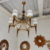 1950' Chandelier Brass and  Bronze With Fléche Style Arbus or Maison Jansen 6 Bulbs - Image 5