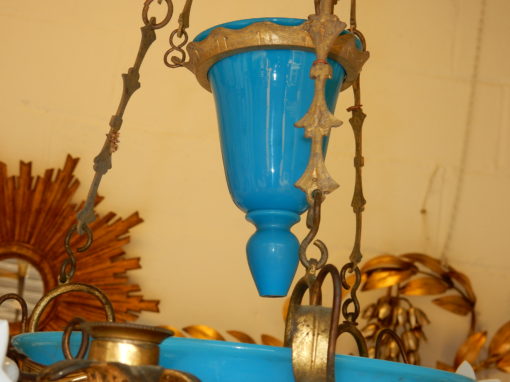 1880 "Chandelier in Bindweeds with Blue Opaline - Image 8
