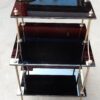 1950/70' Shelf with 3 Levels in Brass and Black Opaline in Steps Maison Bagués