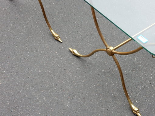 1970' Pair of Brass Tables With Swan Heads With Glass Trays - Image 5