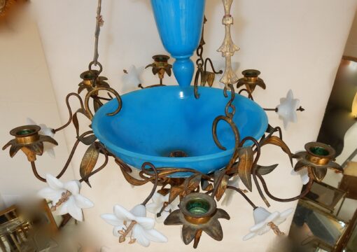 1880 "Chandelier in Bindweeds with Blue Opaline - Image 5