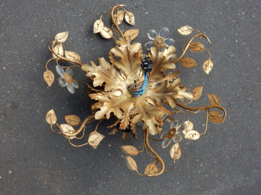 1950/70' Plafonnier à Décor Floral Avec Feuilles en Verre Style Maison Baguès – Image 6