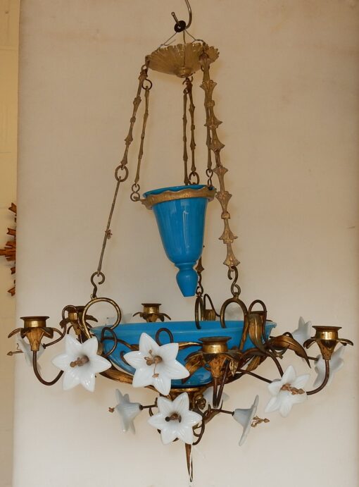 1880 "Chandelier in Bindweeds with Blue Opaline
