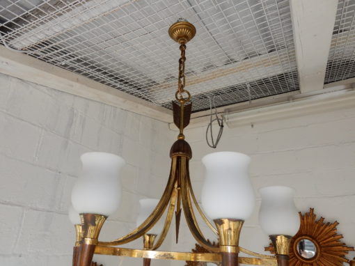 1950' Chandelier Brass and  Bronze With Fléche Style Arbus or Maison Jansen 6 Bulbs - Image 6