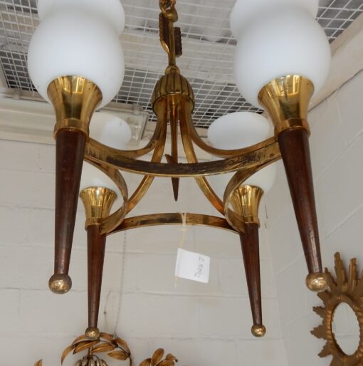 1950' Chandelier Brass and  Bronze With Fléche Style Arbus or Maison Jansen 4 Bulbs - Image 2