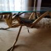 1970' Gilded Bronze and Gypsum Cofee Table Praying Mantis Style Duval Brasseur Enlightening - Image 8