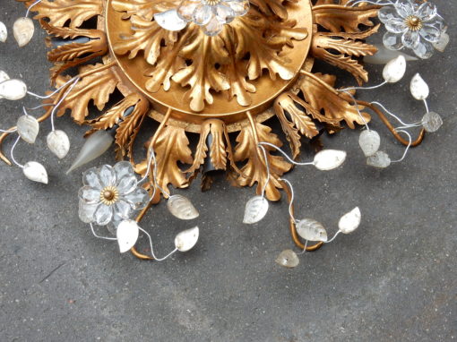 1970' Ceiling Light or Wall Lamp with Flowers and Leaves in the Style of Maison Bagués - Image 2