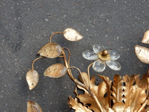 1950/70' Plafonnier à Décor Floral Avec Feuilles en Verre Style Maison Baguès – Image 3
