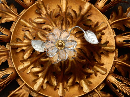 1970' Ceiling Light or Wall Lamp with Flowers and Leaves in the Style of Maison Bagués - Image 6