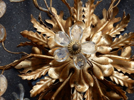1950/70' Plafonnier à Décor Floral Avec Feuilles en Verre Style Maison Baguès – Image 2