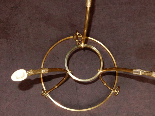 1970/80 Pedestal Table in Gilt Bronze with Top in Glass Maison Charles - Image 4