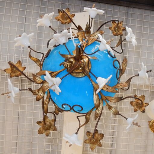 1880 "Chandelier in Bindweeds with Blue Opaline - Image 7