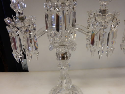 Pair of Baccarat Chandeliers With 2 Arms Pearl Socks - Image 6