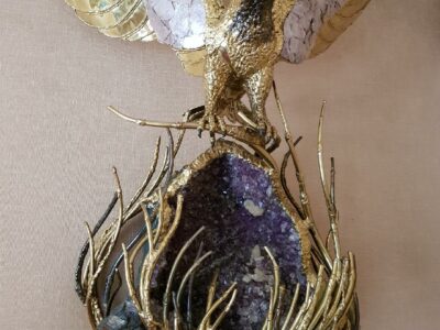 1970' Wall Lamp of An Eagle with Wings Spread FERNANDEZ or DUVAL BRASSEUR or HONORE - PARIS