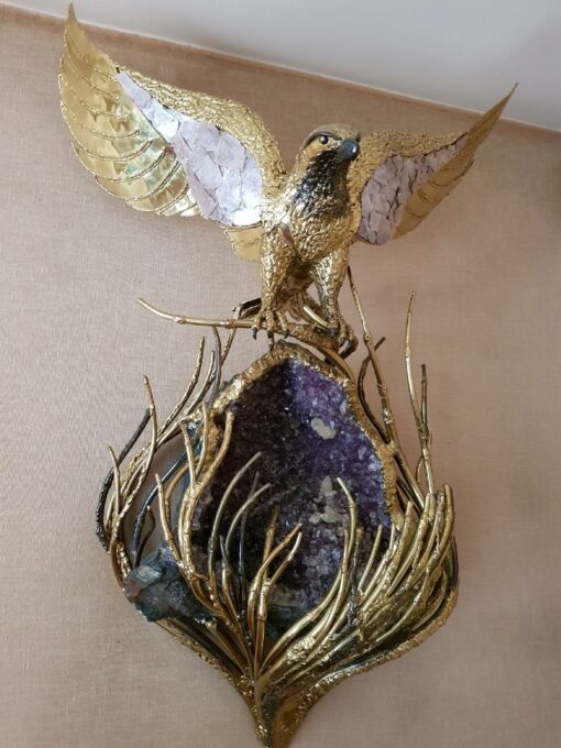 1970' Wall Lamp of An Eagle with Wings Spread FERNANDEZ or DUVAL BRASSEUR or HONORE - PARIS