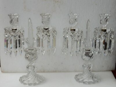 1950' Paire de Chandeliers Baccarat Modèle Tors Signée
