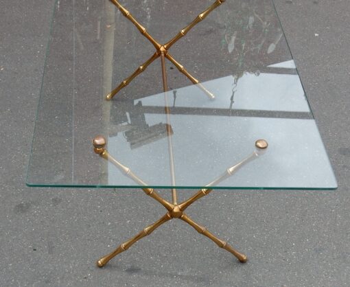 1950/70' Coffee Table in Gilted Bronze Model Bamboo in X Maison Baguès 106 X 67 cm - Image 3