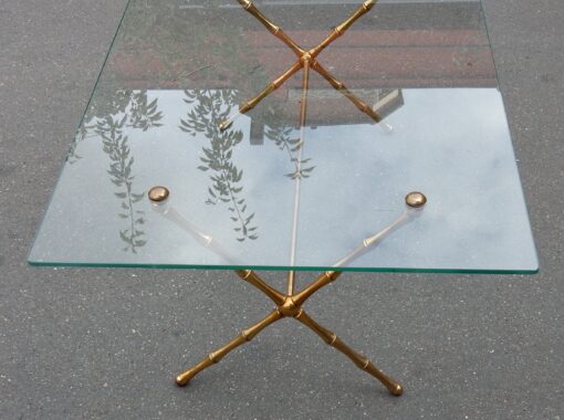 1950/70' Coffee Table in Gilted Bronze Model Bamboo in X Maison Baguès 106 X 67 cm - Image 5