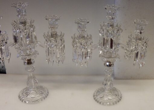 Pair of Baccarat Chandeliers With 2 Arms Pearl Socks - Image 4