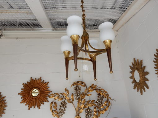 1950' Chandelier Brass and  Bronze With Fléche Style Arbus or Maison Jansen 4 Bulbs - Image 5