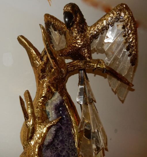 1970' Fountain enlightening of A Parrot With Wings Spread FERNANDEZ or DUVAL BRASSEUR for HONORE - PARIS - Image 8