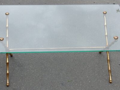 1950/70' Coffee Table in Gilted Bronze Model Bamboo in X Maison Baguès 106 X 67 cm