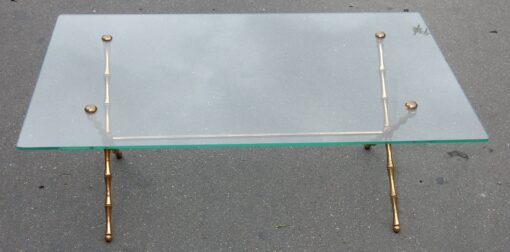 1950/70' Coffee Table in Gilted Bronze Model Bamboo in X Maison Baguès 106 X 67 cm