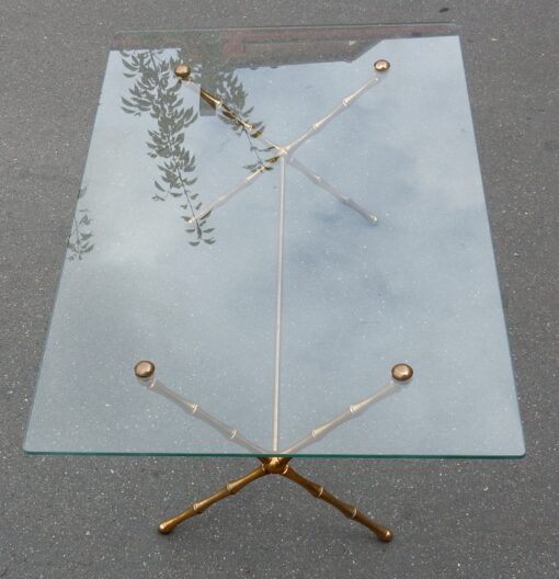 1950/70' Coffee Table in Gilted Bronze Model Bamboo in X Maison Baguès 106 X 67 cm - Image 4