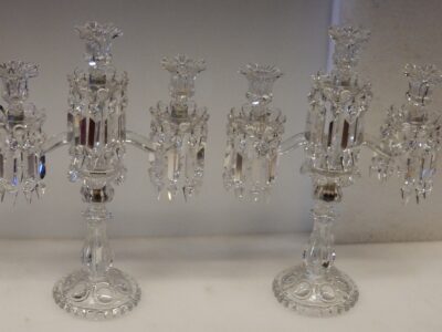 Pair of Baccarat Chandeliers With 2 Arms Pearl Socks