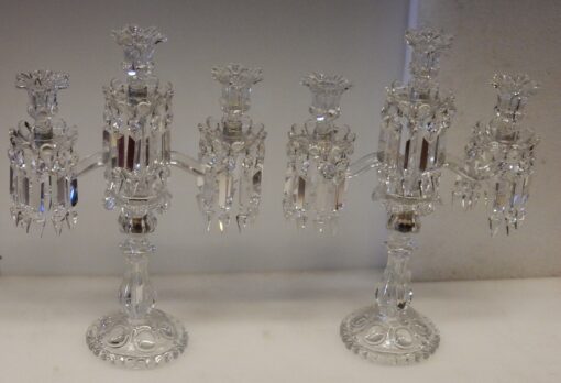 Pair of Baccarat Chandeliers With 2 Arms Pearl Socks