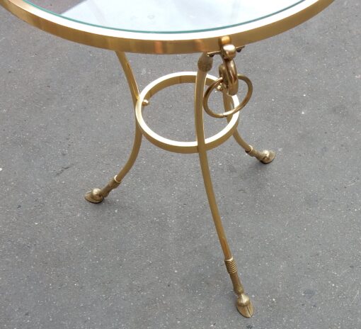 1970/80 Pedestal Table in Gilt Bronze with Top in Glass Maison Charles - Image 8